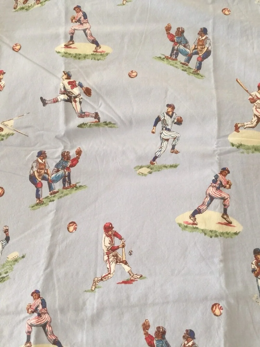 Pottery Barn Kids vintage baseball fitted sheet twin cotton toddler boys